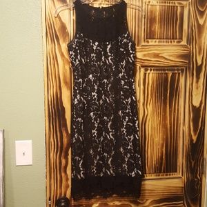 White House Black Market black and tan lace dress
